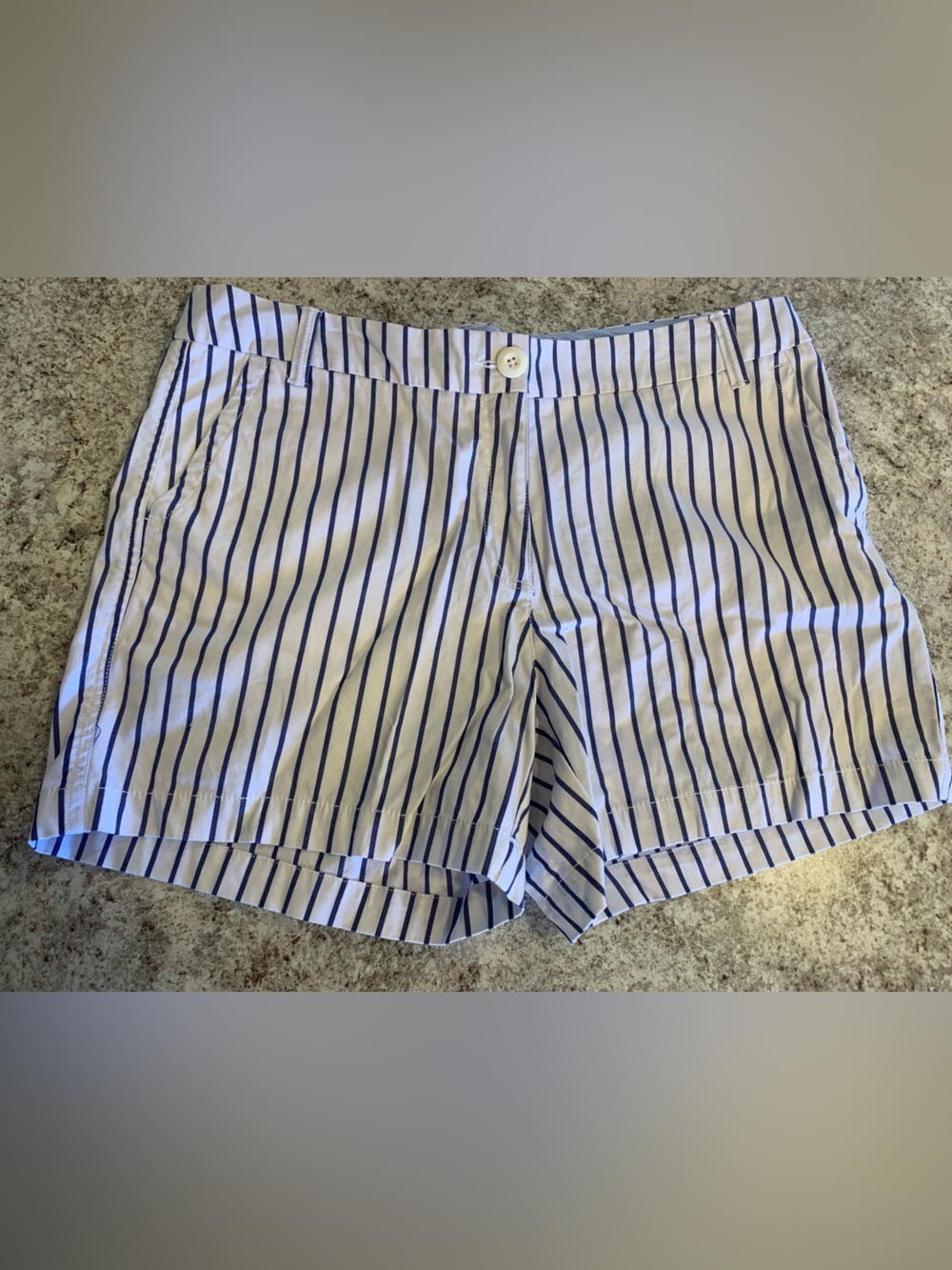 crown & ivy White and Blue Stripe Bermuda Shorts size 10